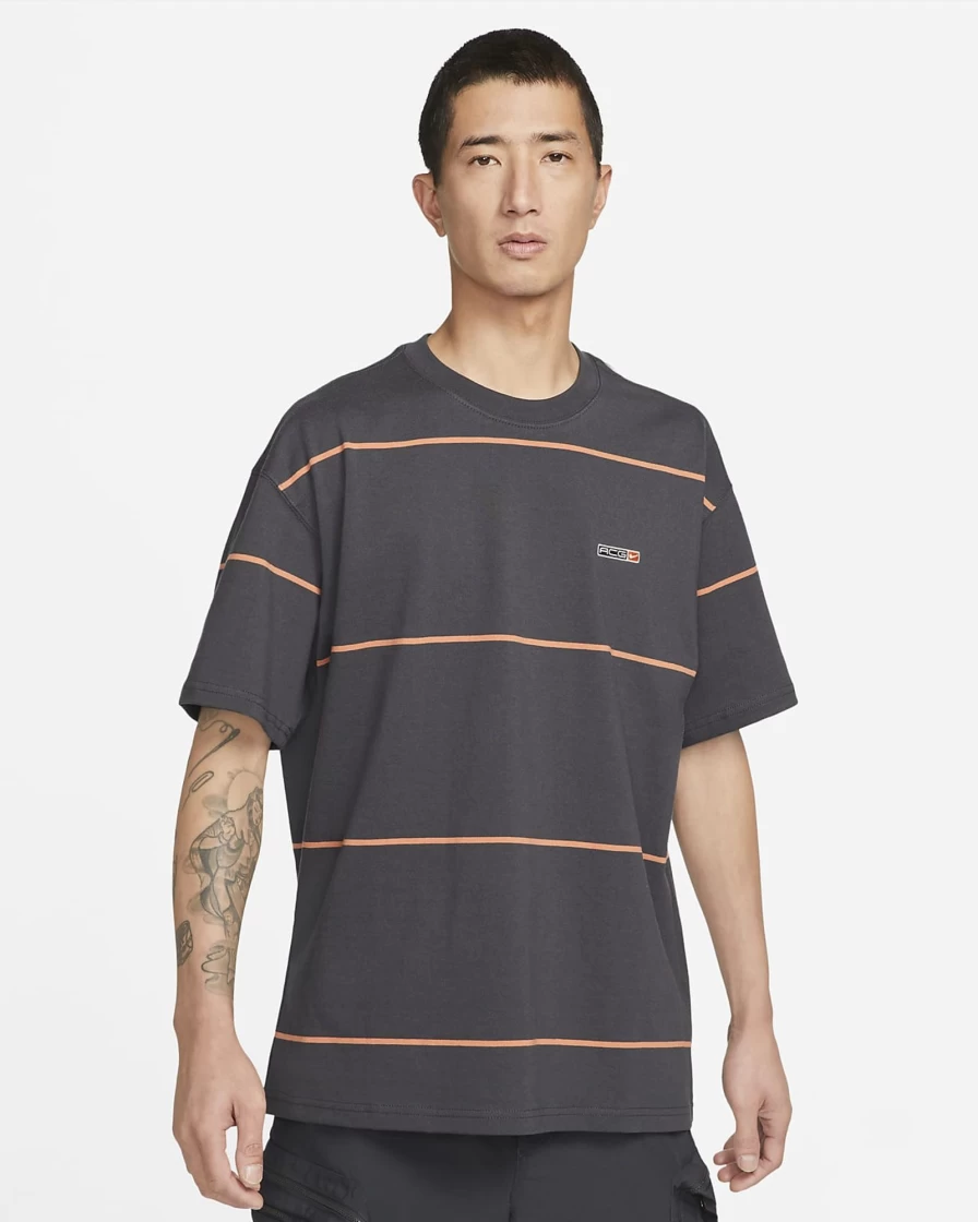 Nike ACG Stripe Short Sleeve T-Shirt for Men - Lightweight Comfortable Casual Tee
