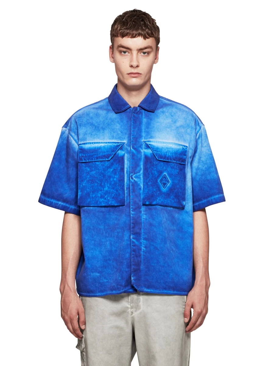A-COLD-WALL Woven Dye Tech Short Sleeve Overshirt | Distressed Denim Shirt | Streetwear Fashion