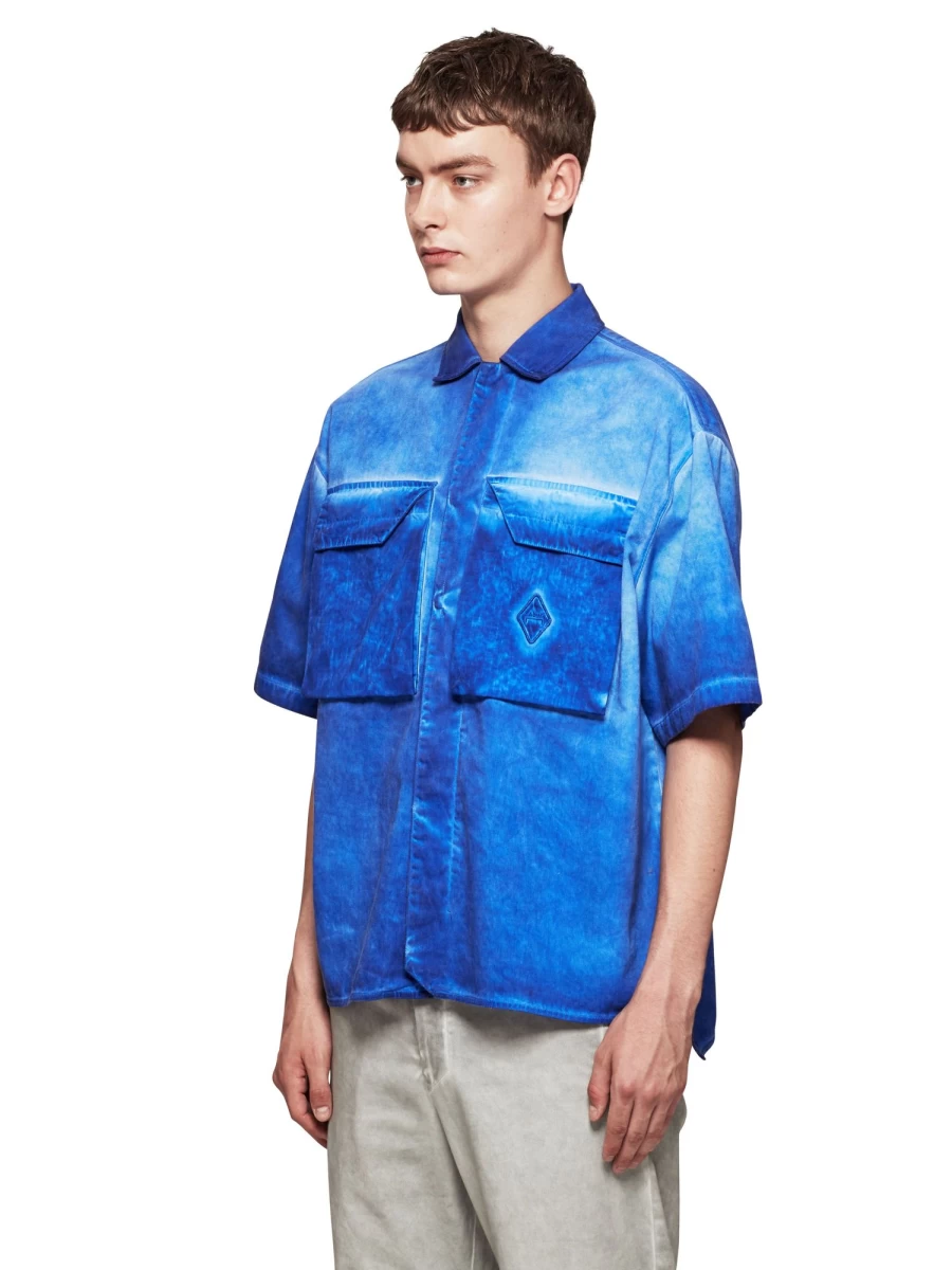A-COLD-WALL Woven Dye Tech Short Sleeve Overshirt | Distressed Denim Shirt | Streetwear Fashion
