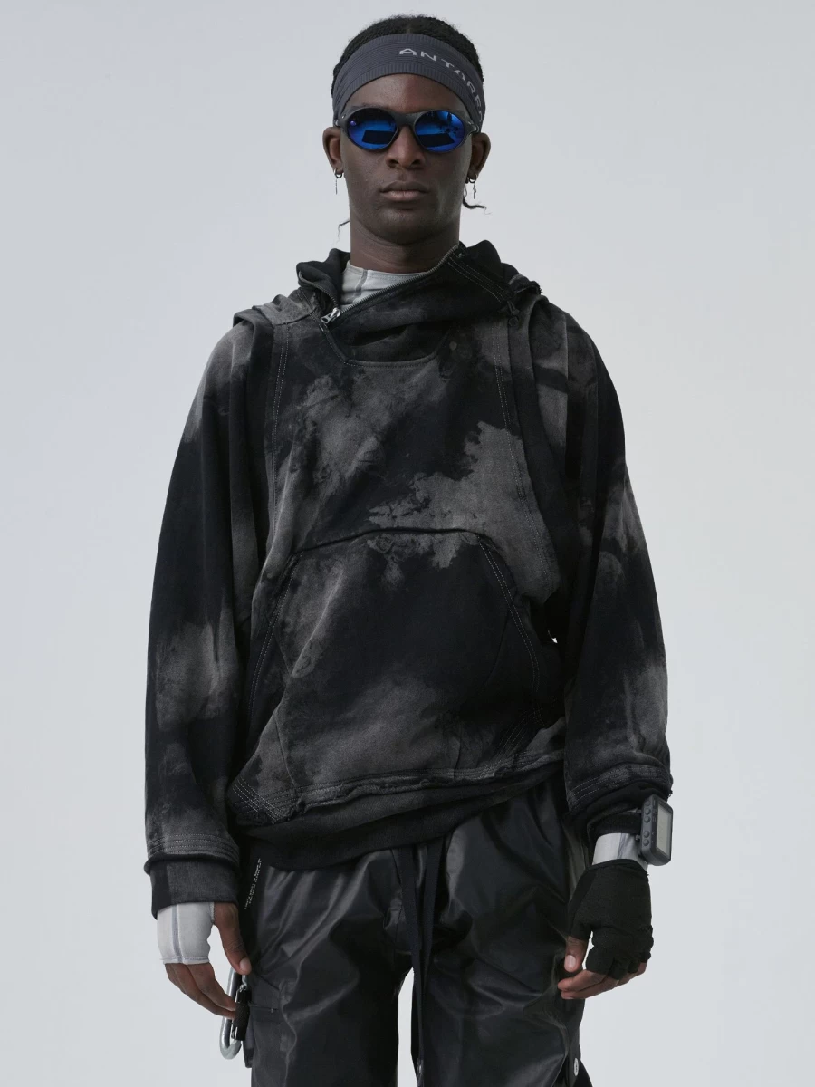 HAMCUS Hooded Vest Sweatshirt - Double-Layer Streetwear Pullover