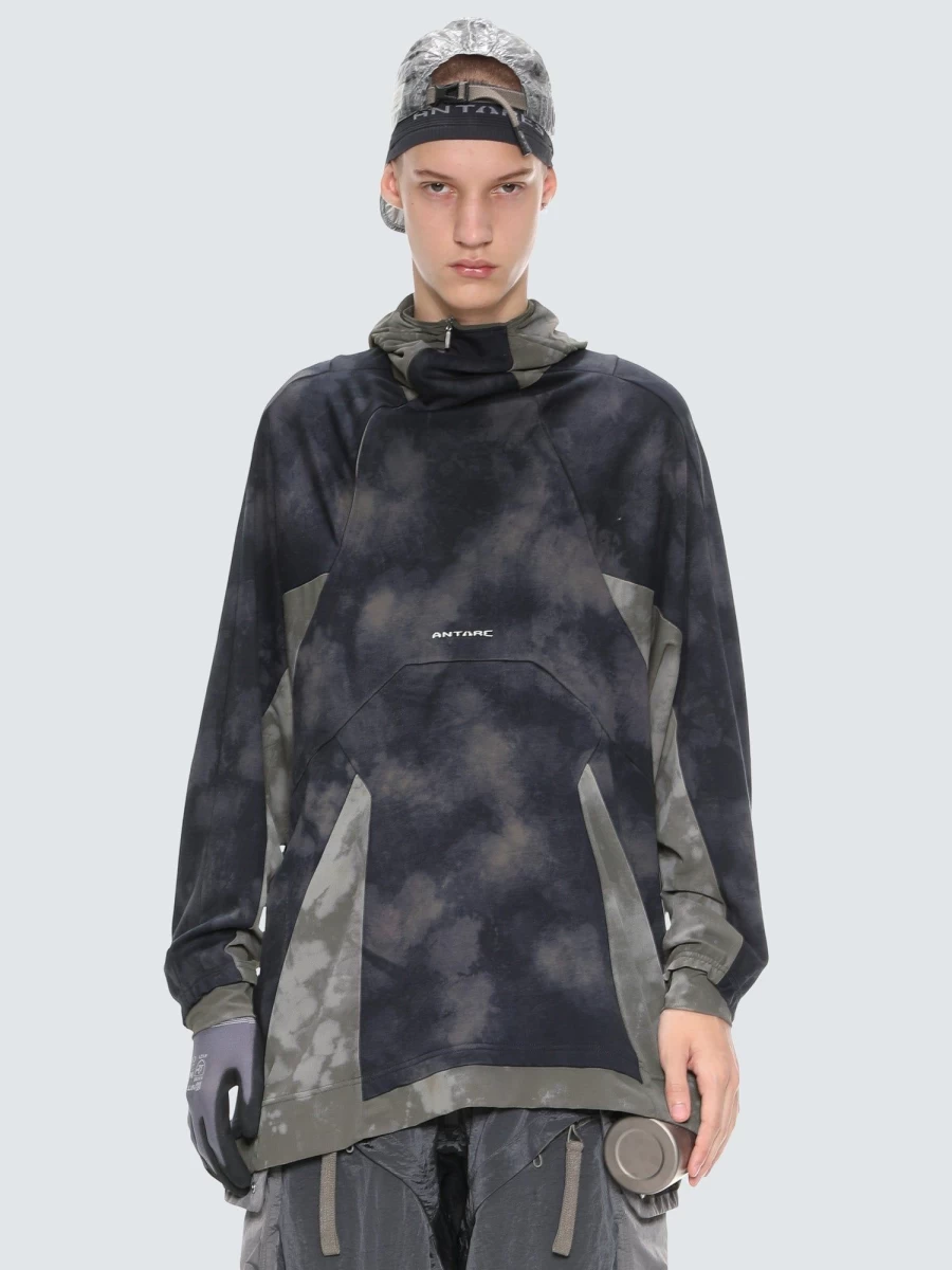 HAMCUS Printed Contrast Panel Hoodie - Stylish Knit Pullover for Men & Women
