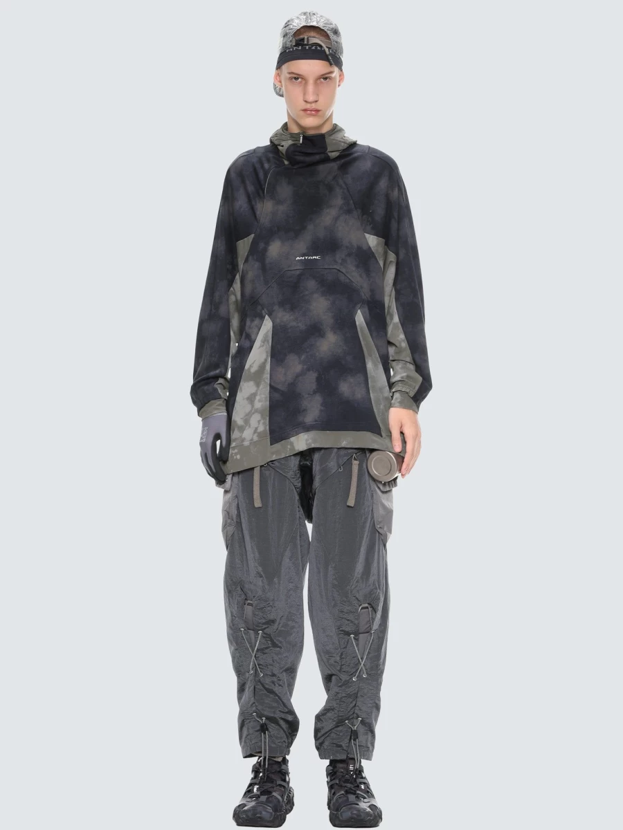 HAMCUS Printed Contrast Panel Hoodie - Stylish Knit Pullover for Men & Women