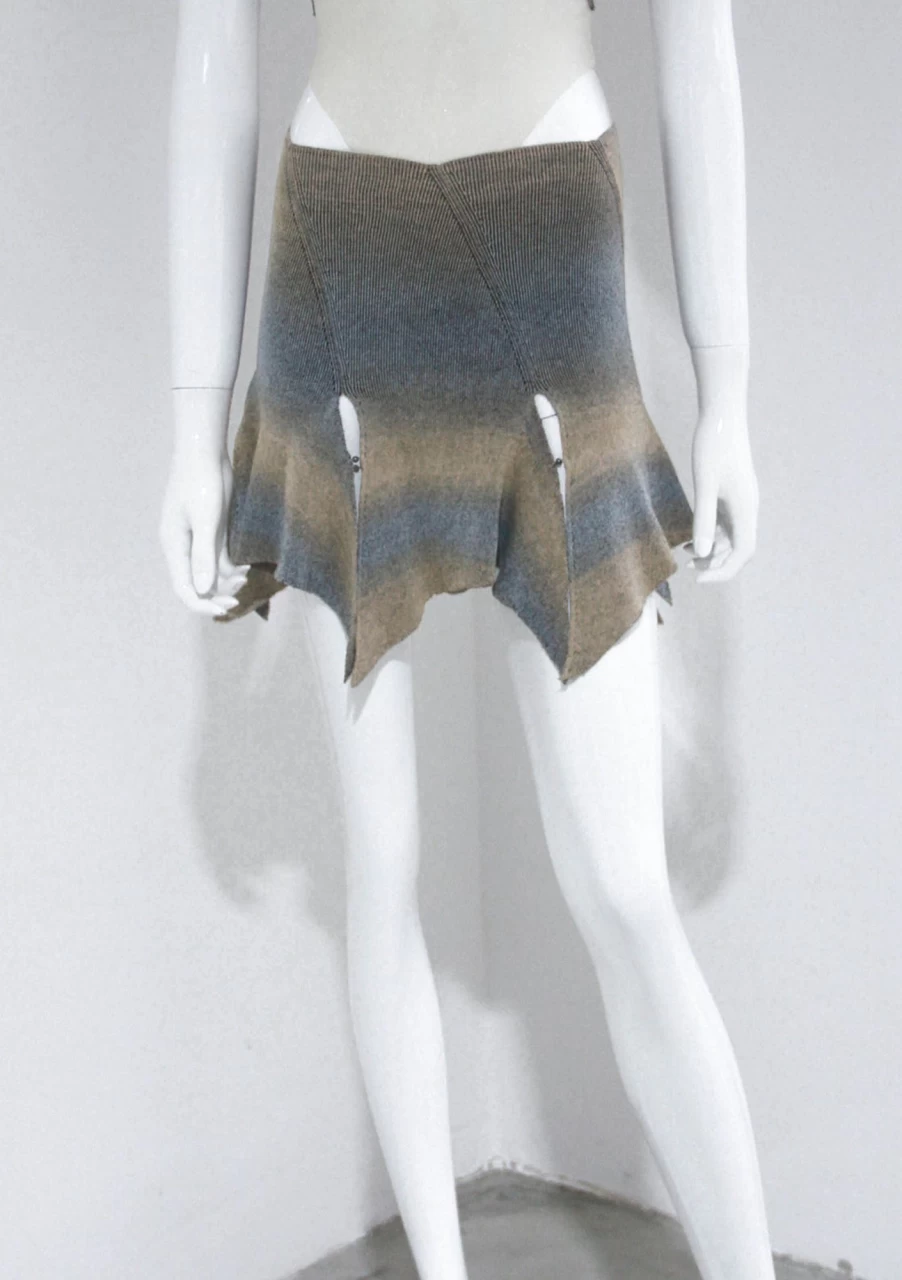 RUI Space-Dye Ribbed Mini Skirt - Trendy Stretch Knit Skirt for Women