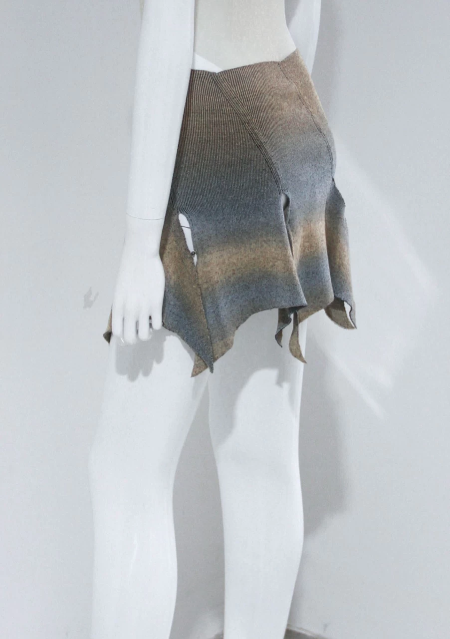 RUI Space-Dye Ribbed Mini Skirt - Trendy Stretch Knit Skirt for Women
