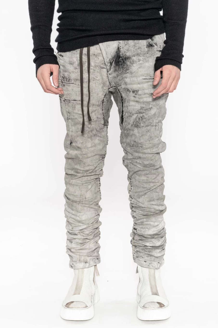 BORIS BIDJAN SABERI P13.HSTF Pants AW22 - Black High-Stretch Tapered Fit Men's Trousers