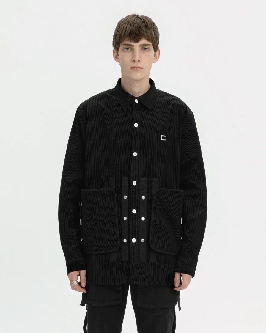 C2H4 Military Tech-Corduroy Shirt with Patch Pocket – Stylish Streetwear Top