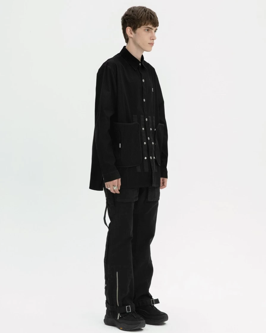 C2H4 Military Tech-Corduroy Shirt with Patch Pocket – Stylish Streetwear Top