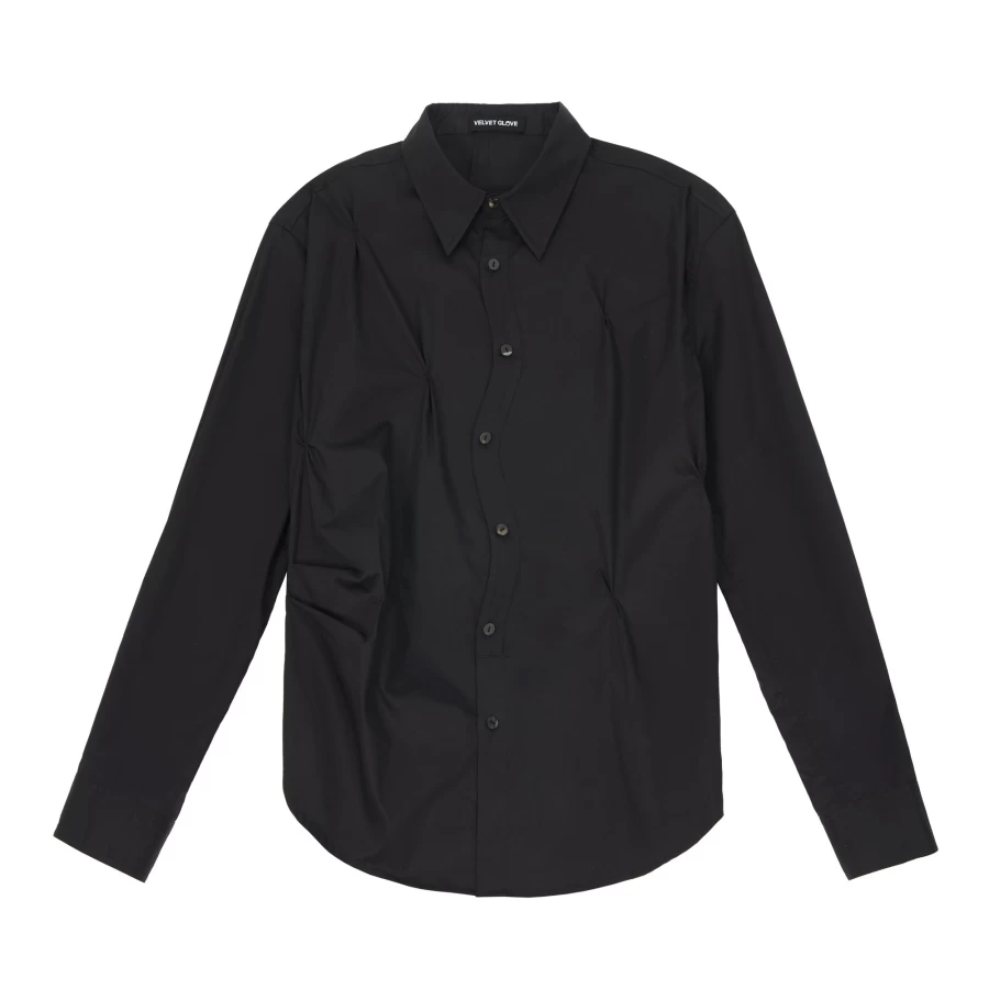 VELVET GLOVE Women's Pleated Velvet Shirt - Elegant Ruffle Blouse for Stylish Outfits