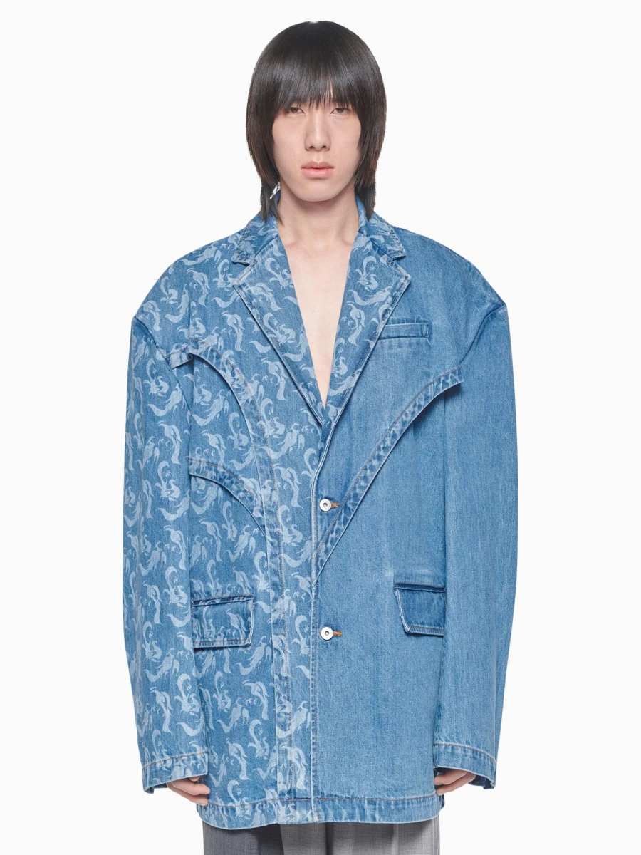 Feng Chen Wang Denim Jacket with Phoenix Design - Premium Streetwear Coat for Men & Women