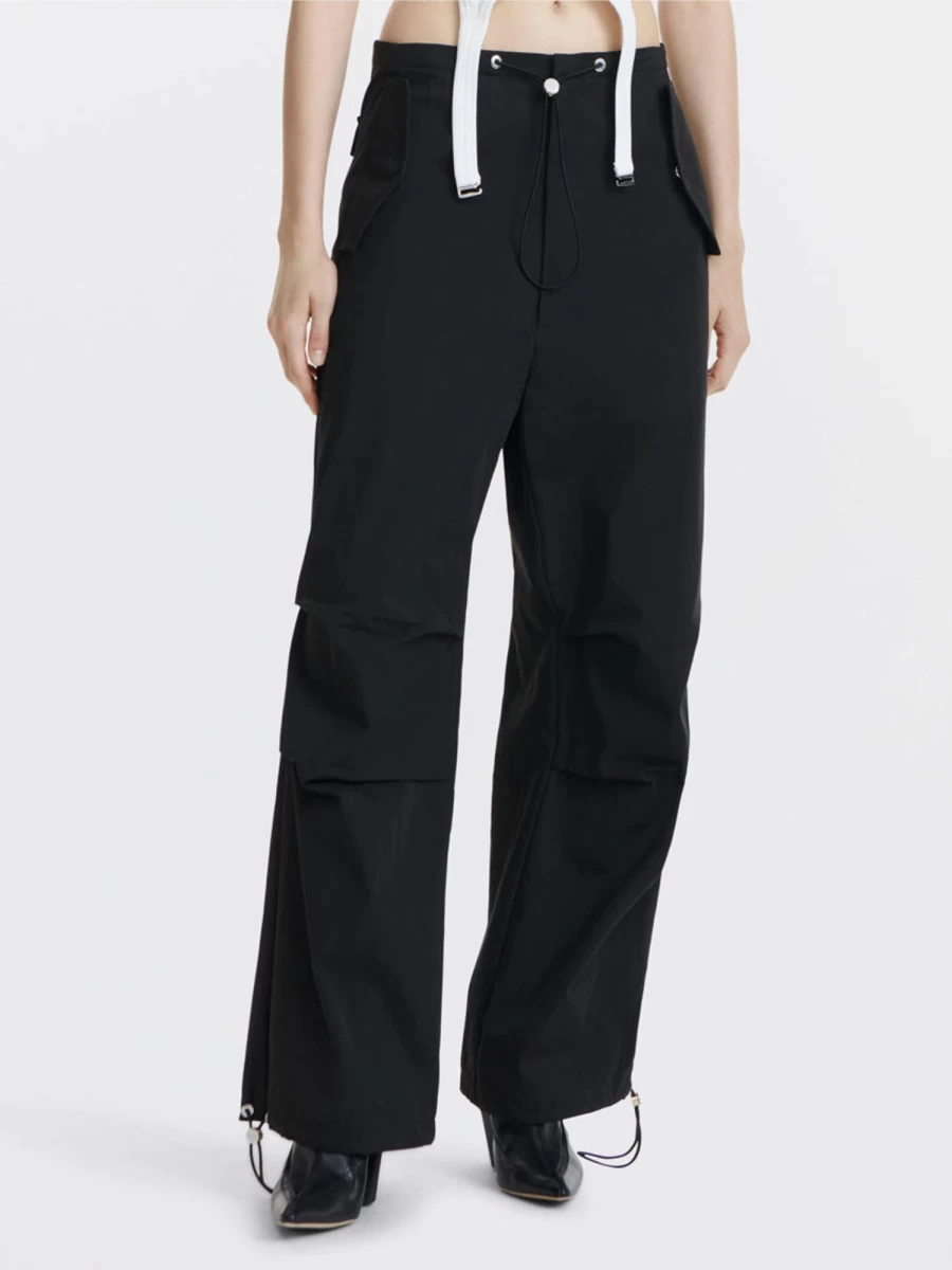 DION LEE Toggle Parachute Pants - High-Waisted Cargo Trousers with Adjustable Straps