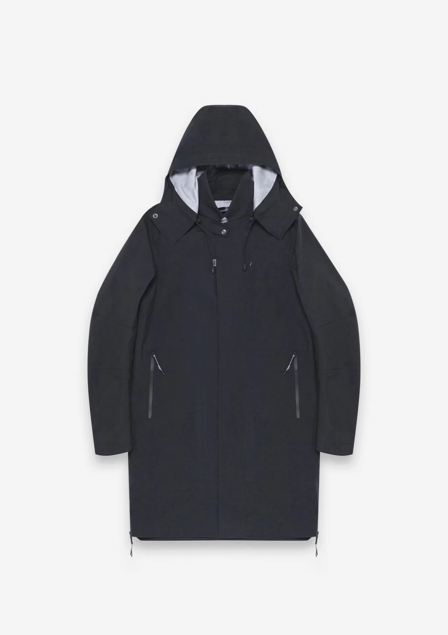 KRAKATU Bleriot Hooded Trench Coat for Men - Waterproof Long Raincoat with Detachable Lining
