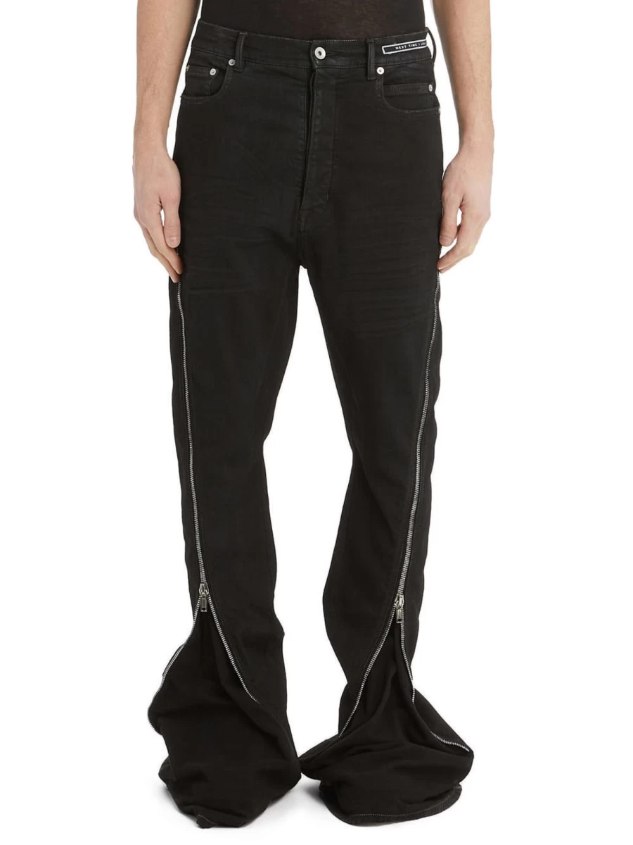 Rick Owens DRKSHDW Bolan Banana Distressed Denim Pants - Slim Fit Black Jeans