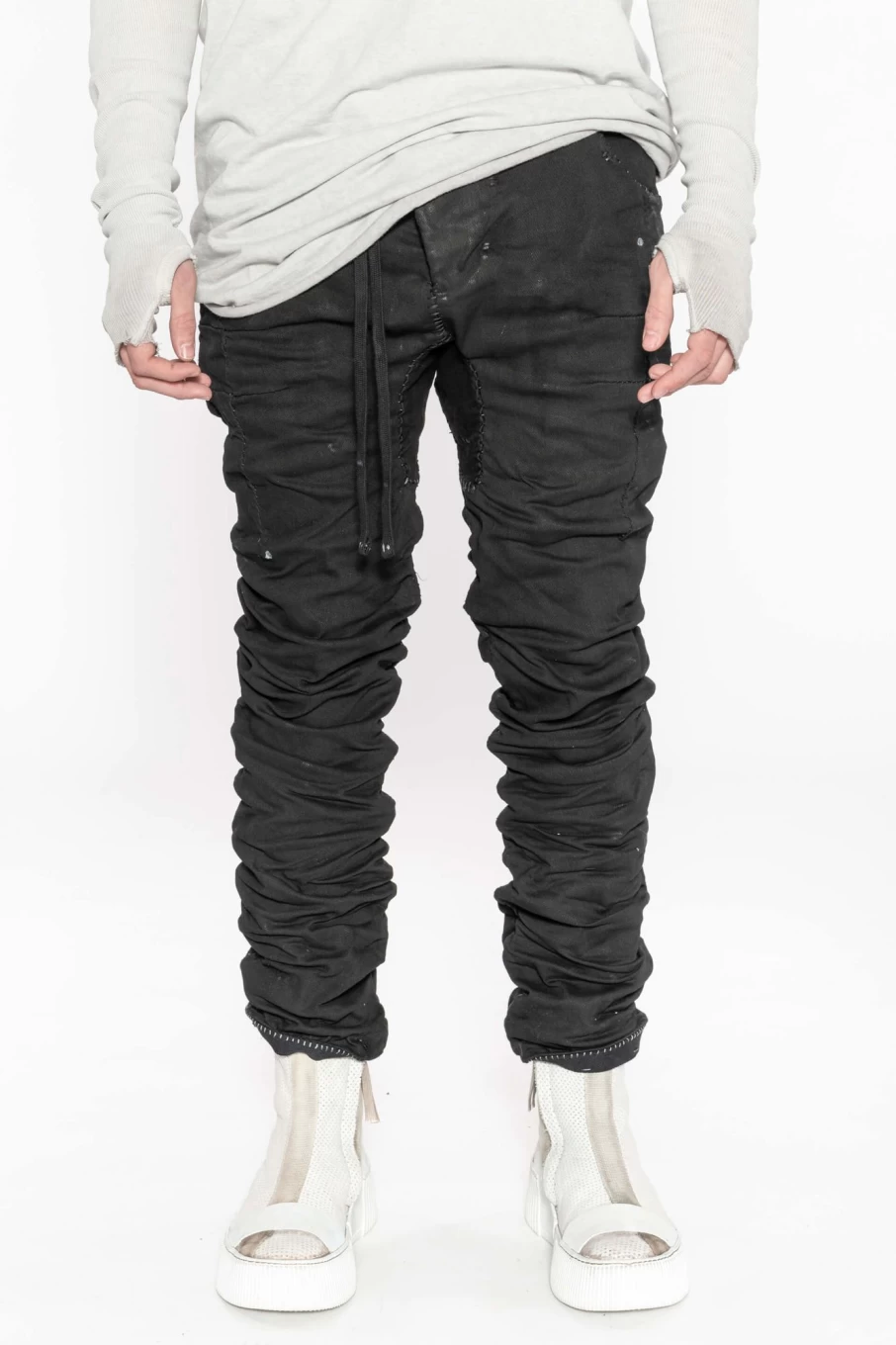 BORIS BIDJAN SABERI P13.HSTF Distressed Cargo Pants AW22 Black Heavy Cotton