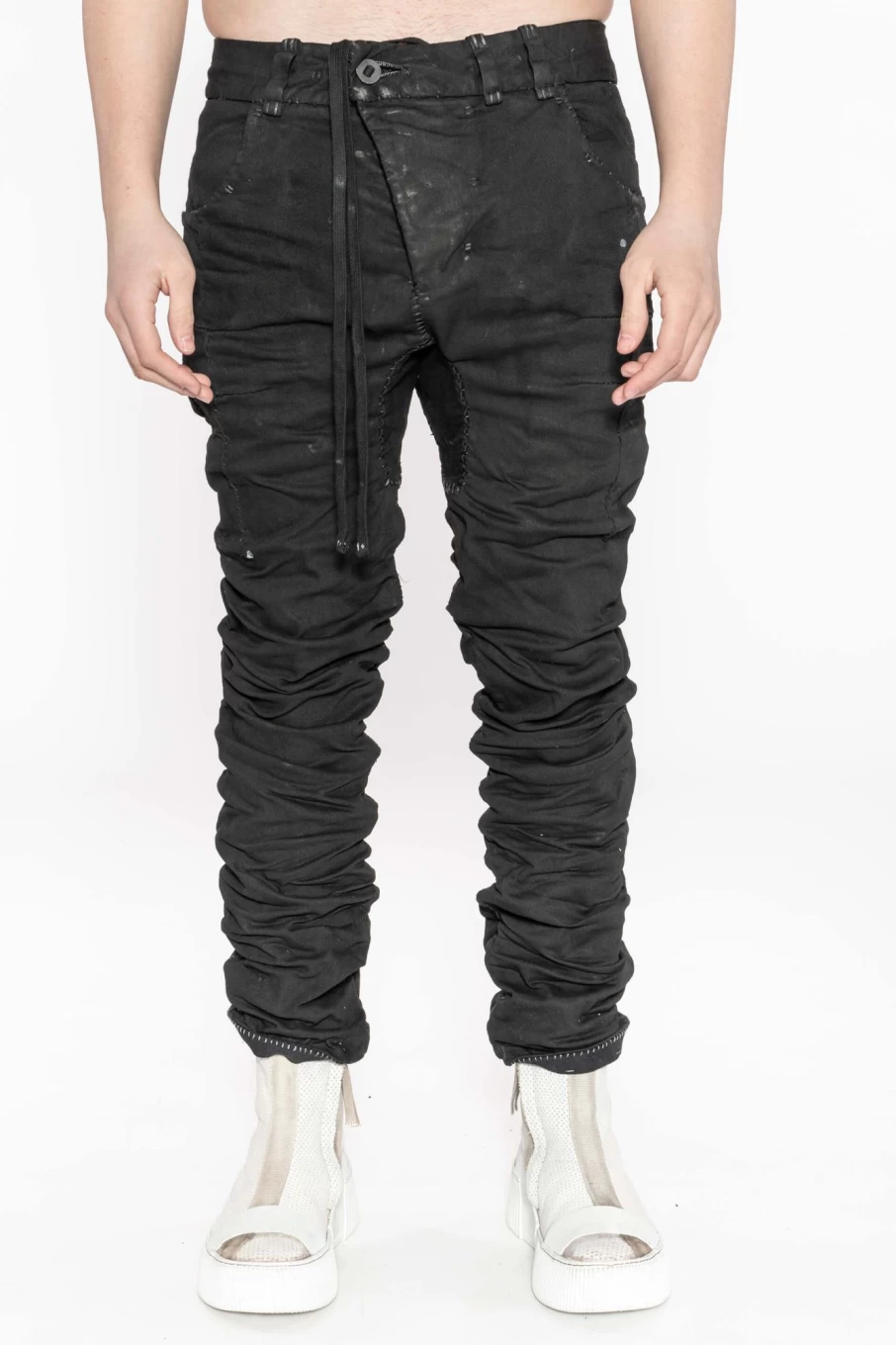 BORIS BIDJAN SABERI P13.HSTF Distressed Cargo Pants AW22 Black Heavy Cotton