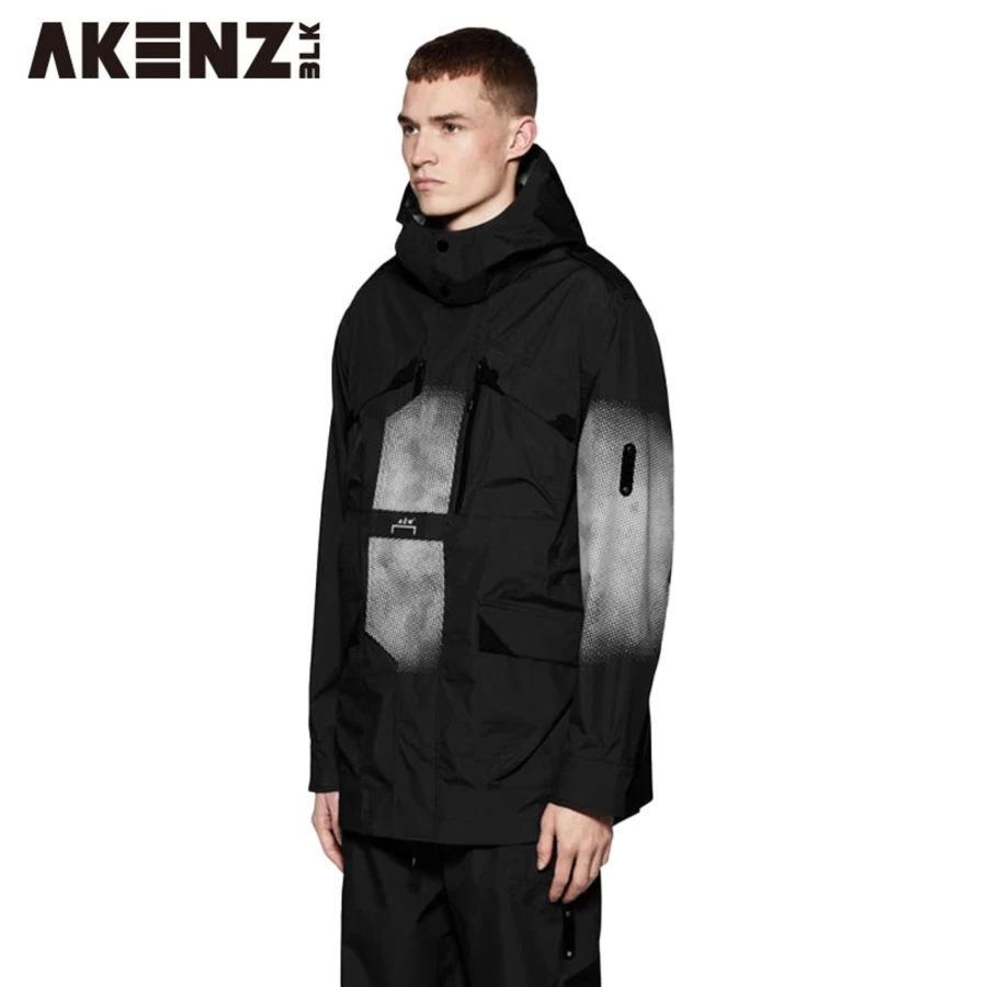 A-COLD-WALL Printed Hooded Storm Jacket - Water-Resistant Streetwear Coat with Graphic Design
