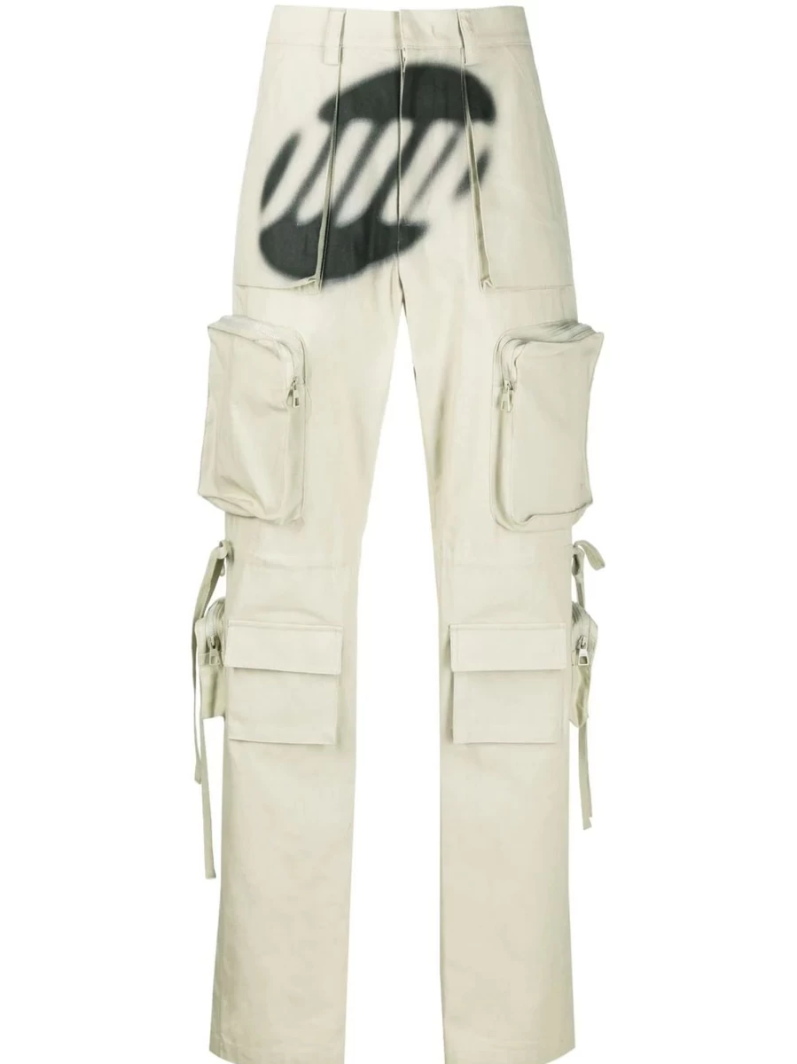WE11DONE Graffiti Print Cargo Pants - Streetwear High-Waisted Trousers for Men & Women
