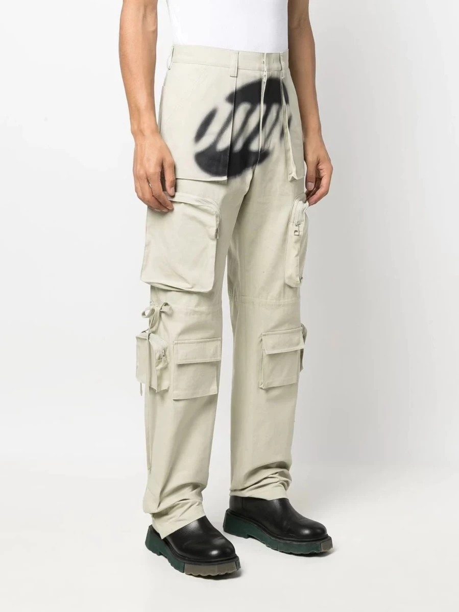 WE11DONE Graffiti Print Cargo Pants - Streetwear High-Waisted Trousers for Men & Women