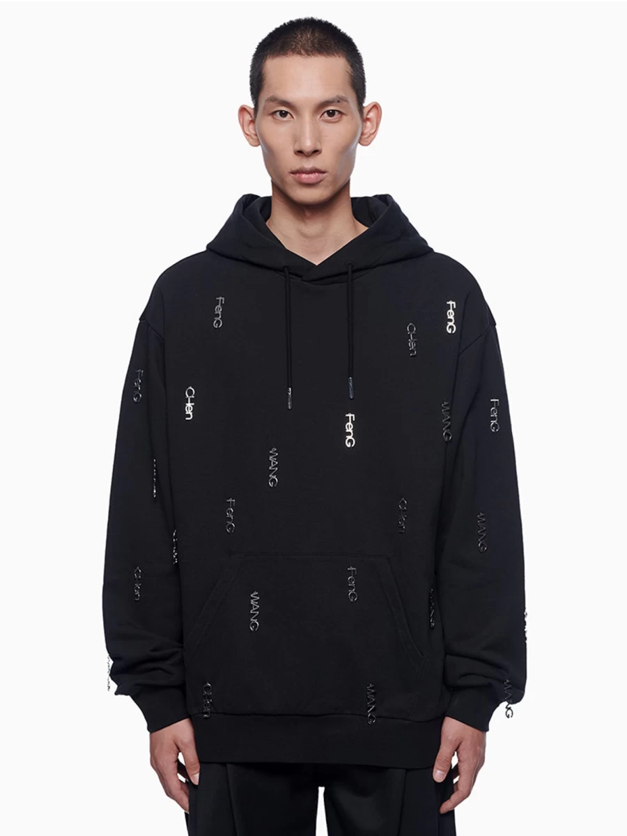 Feng Chen Wang Metal Logo Embroidered Hoodie - Premium Streetwear Pullover