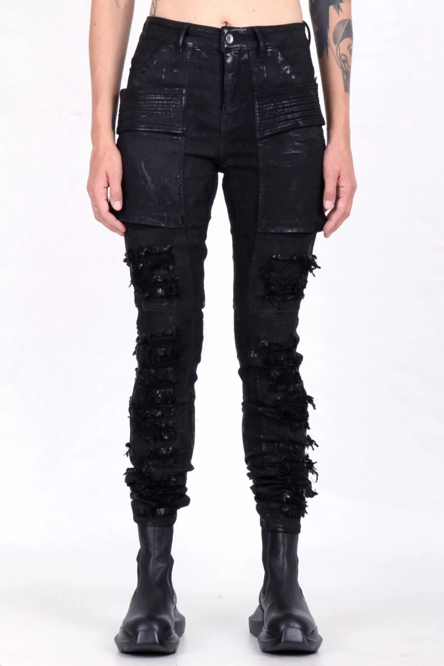 Rick Owens DRKSHDW Creatch Denim Pants - Distressed Black Jeans