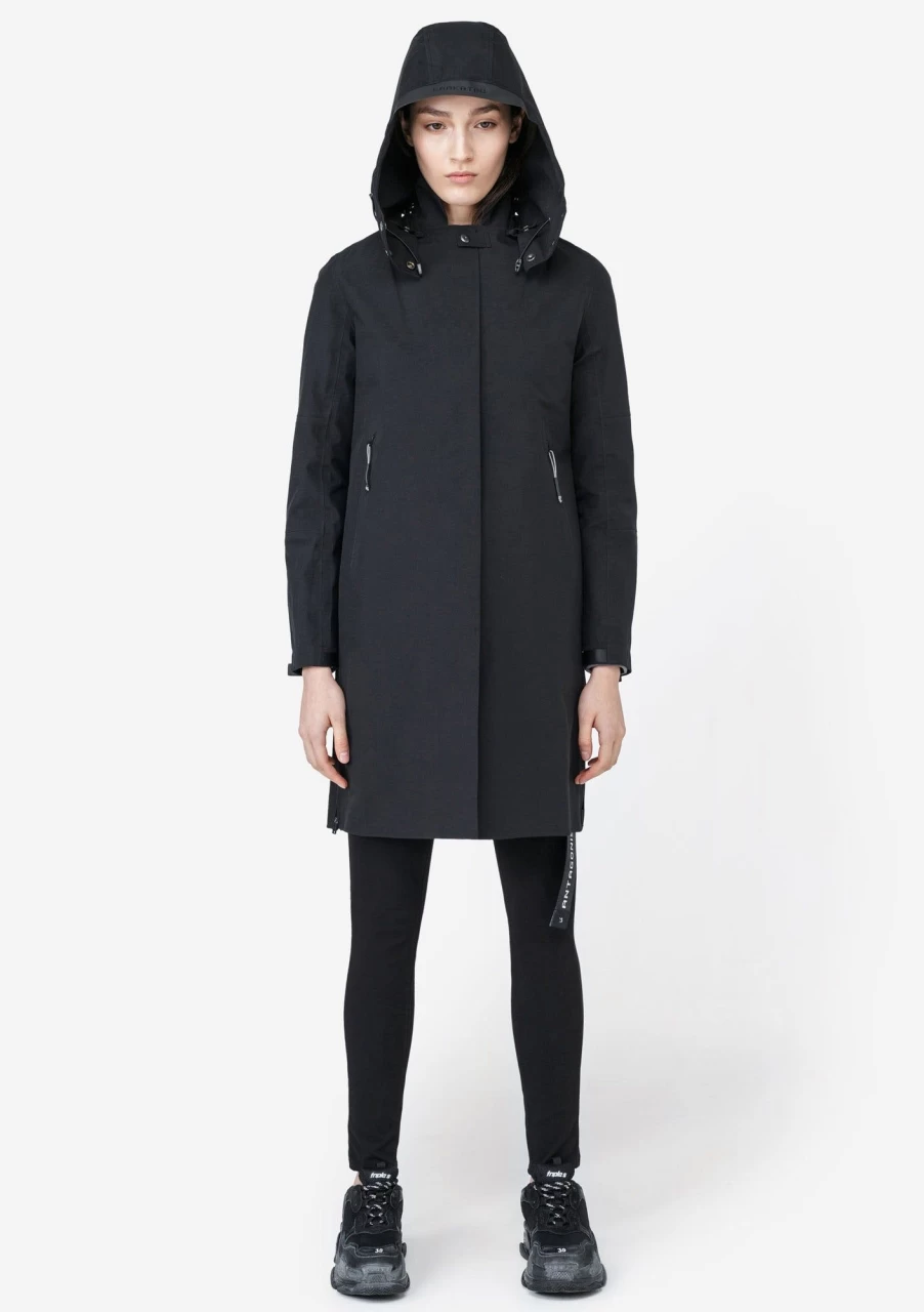 KRAKATU Bleriot Hooded Trench Coat for Men - Waterproof Long Raincoat with Detachable Lining, Windproof Winter Overcoat