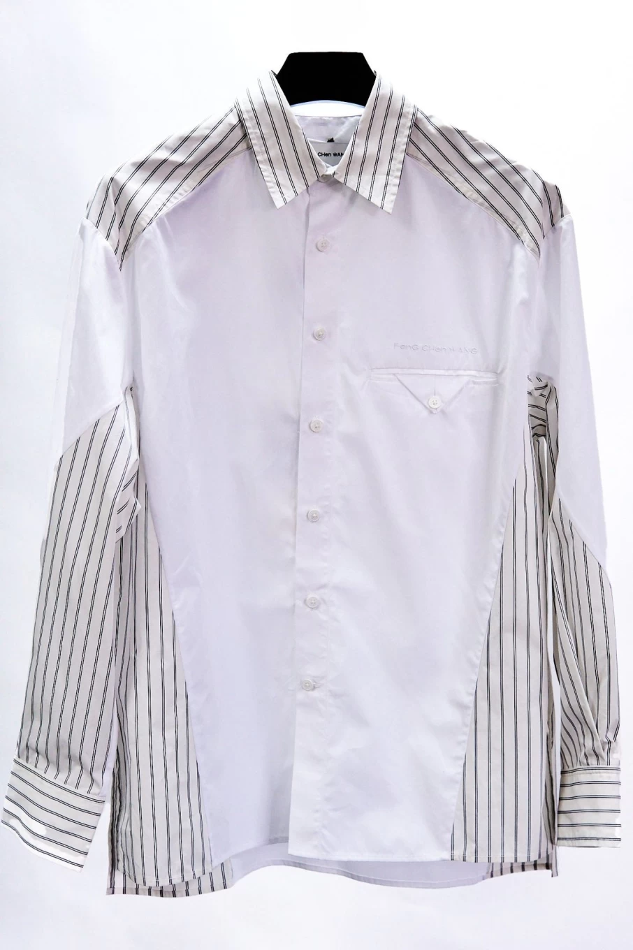 Feng Chen Wang Mixed Panel Oversized Shirt - Designer Collage Style Cotton Blend Top