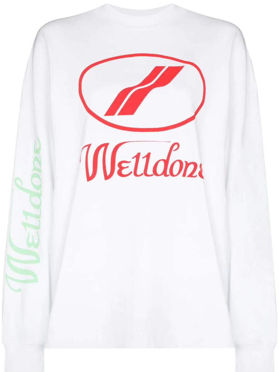 WE11DONE Logo Print Sweatshirt - Oversized Cotton Crewneck Pullover - Streetwear Fashion