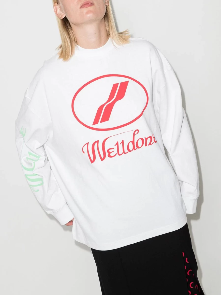WE11DONE Logo Print Sweatshirt - Oversized Cotton Crewneck Pullover - Streetwear Fashion