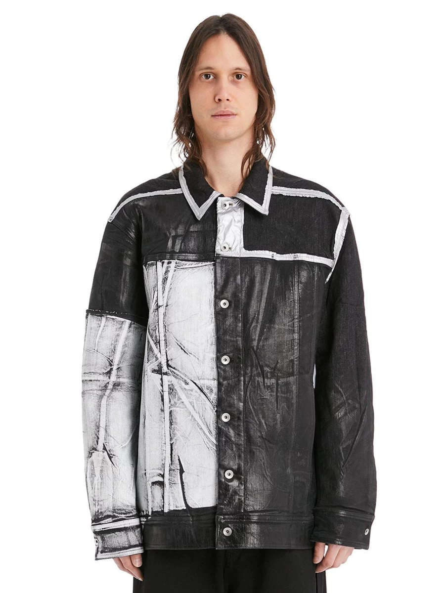 Rick Owens Denim Worker Jacket - Vintage Style Distressed Denim Workwear Coat for Men