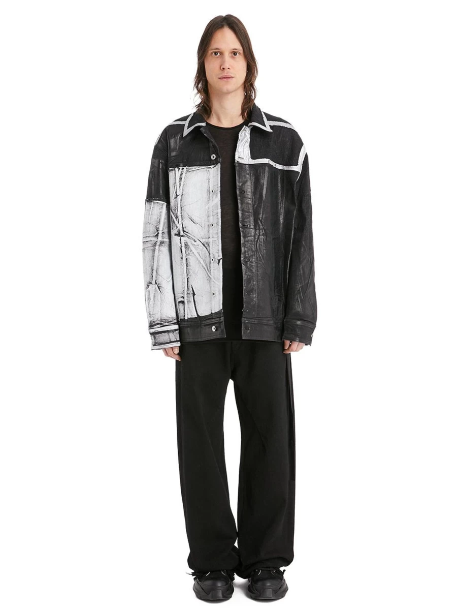 Rick Owens Denim Worker Jacket - Vintage Style Distressed Denim Workwear Coat for Men