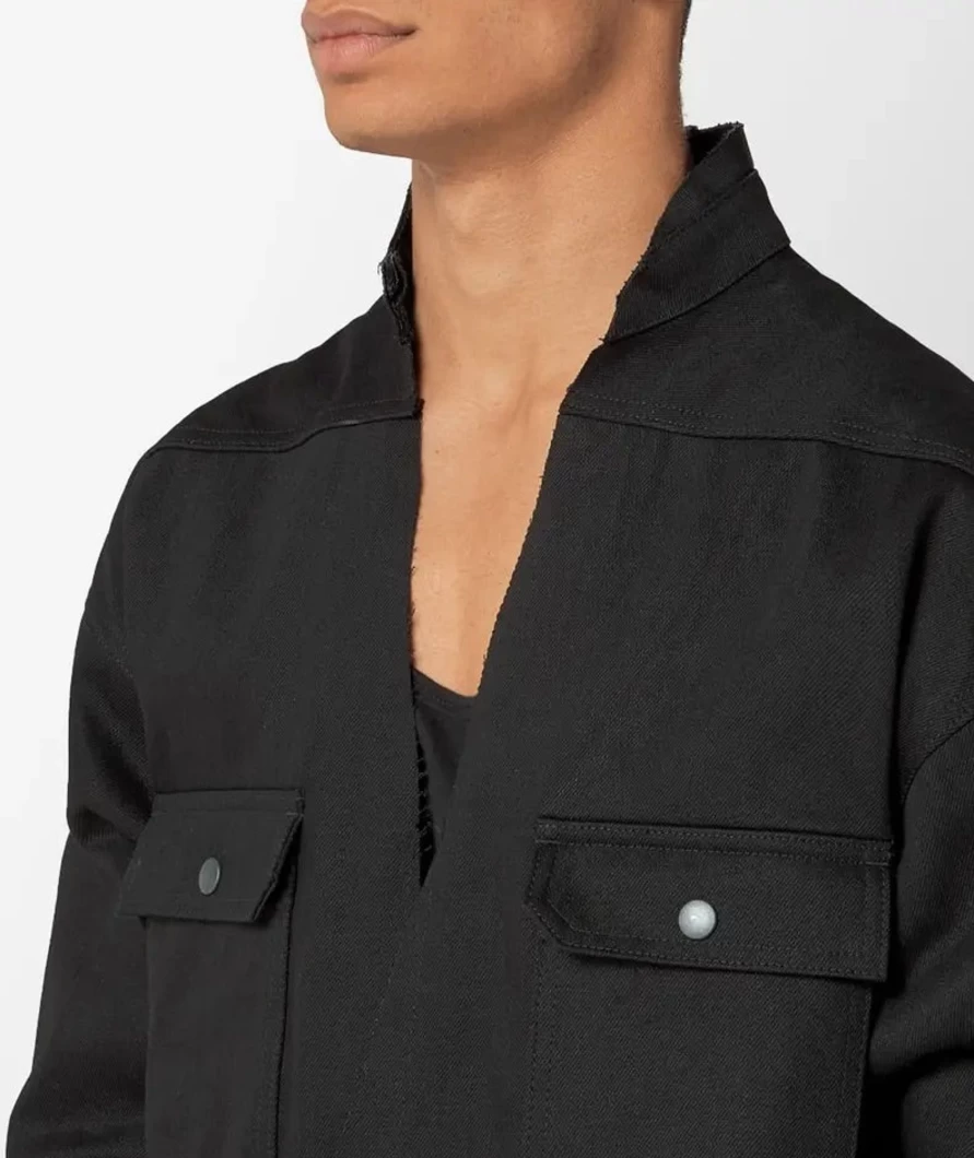 Rick Owens DRKSHDW Jumbo Cut Out Denim Jacket - Distressed Outerwear Shirt