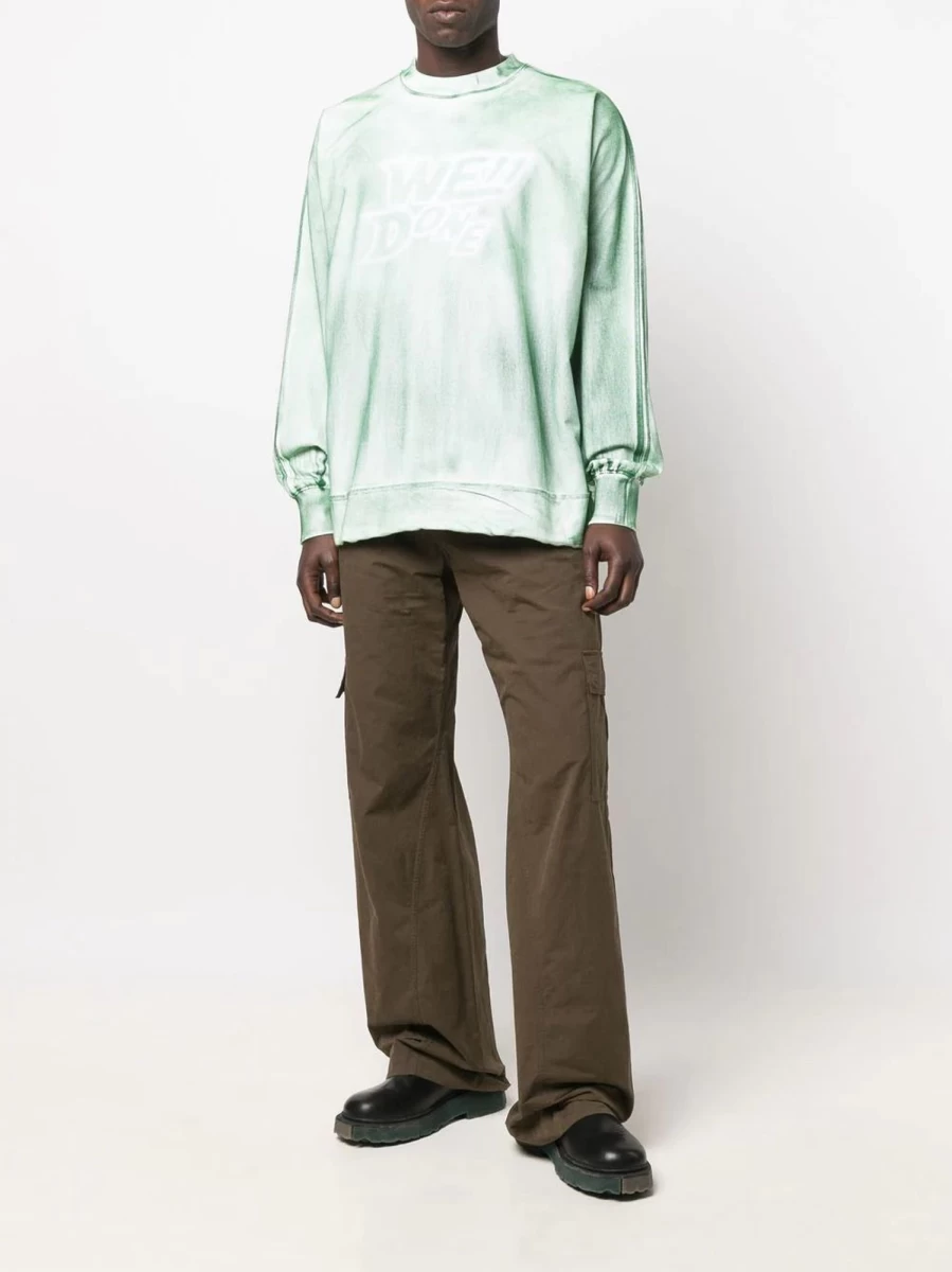 WE11DONE Embroidered Logo Garment-Dyed Sweatshirt - Oversized Casual Pullover