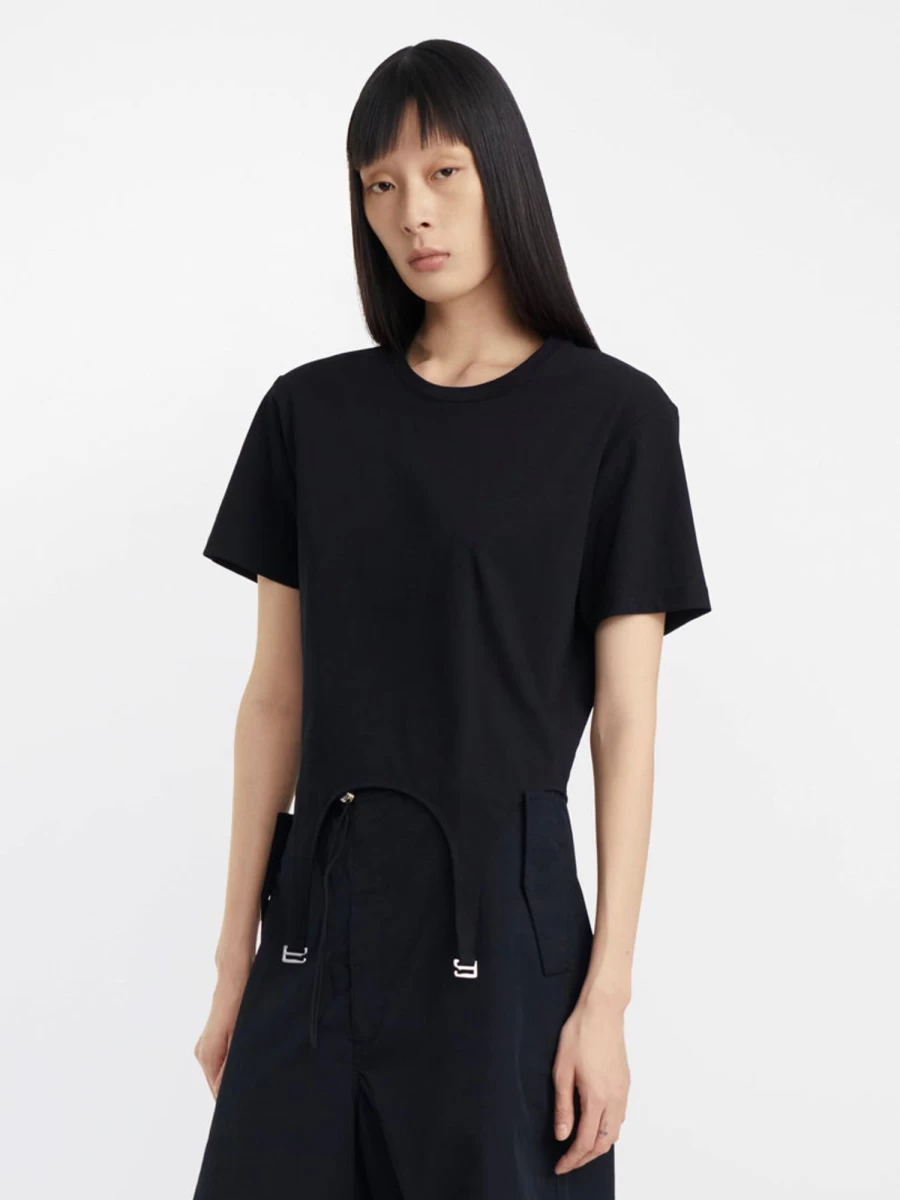 DION LEE Garter Tee - Women's Fashion T-Shirt with Stylish Garter Detail