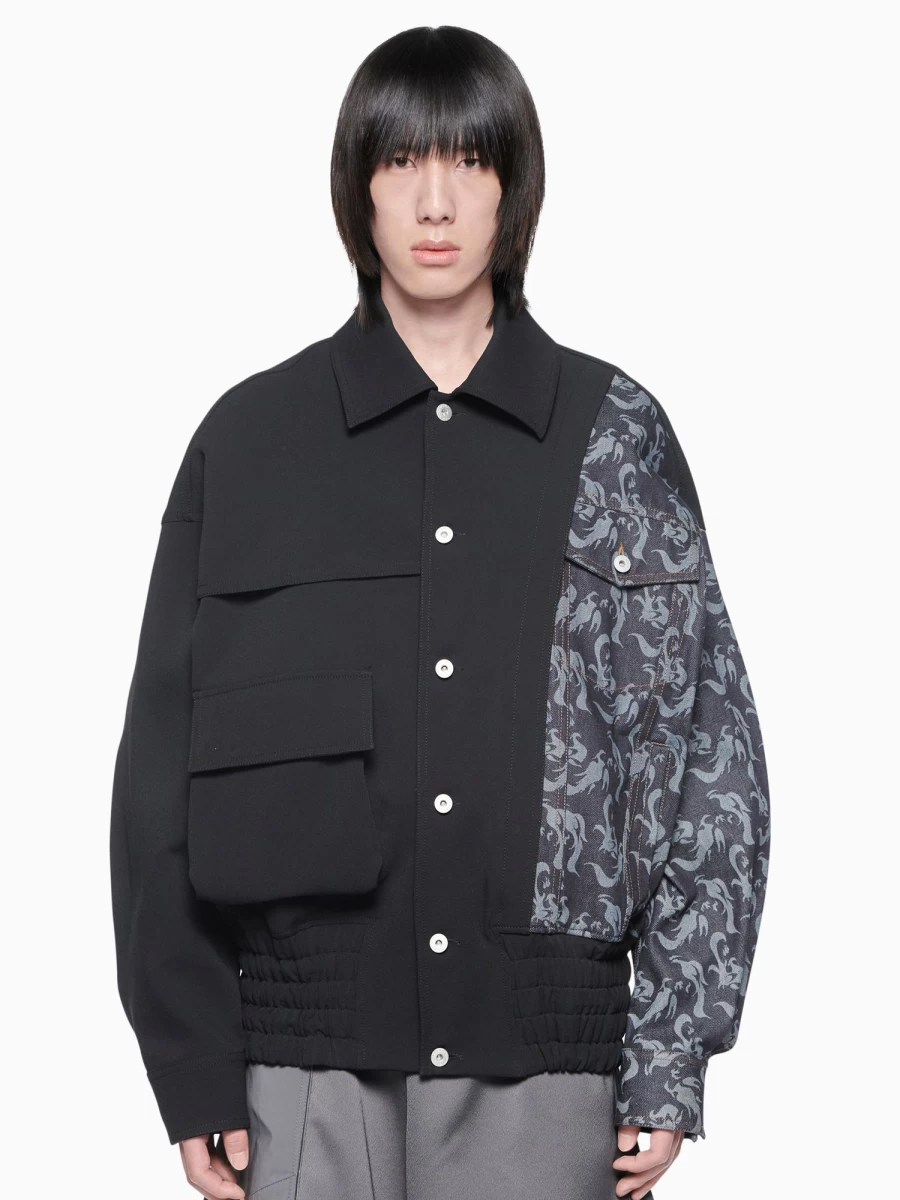 Feng Chen Wang Men's Phoenix Embroidered Denim Jacket | Streetwear Designer Coat