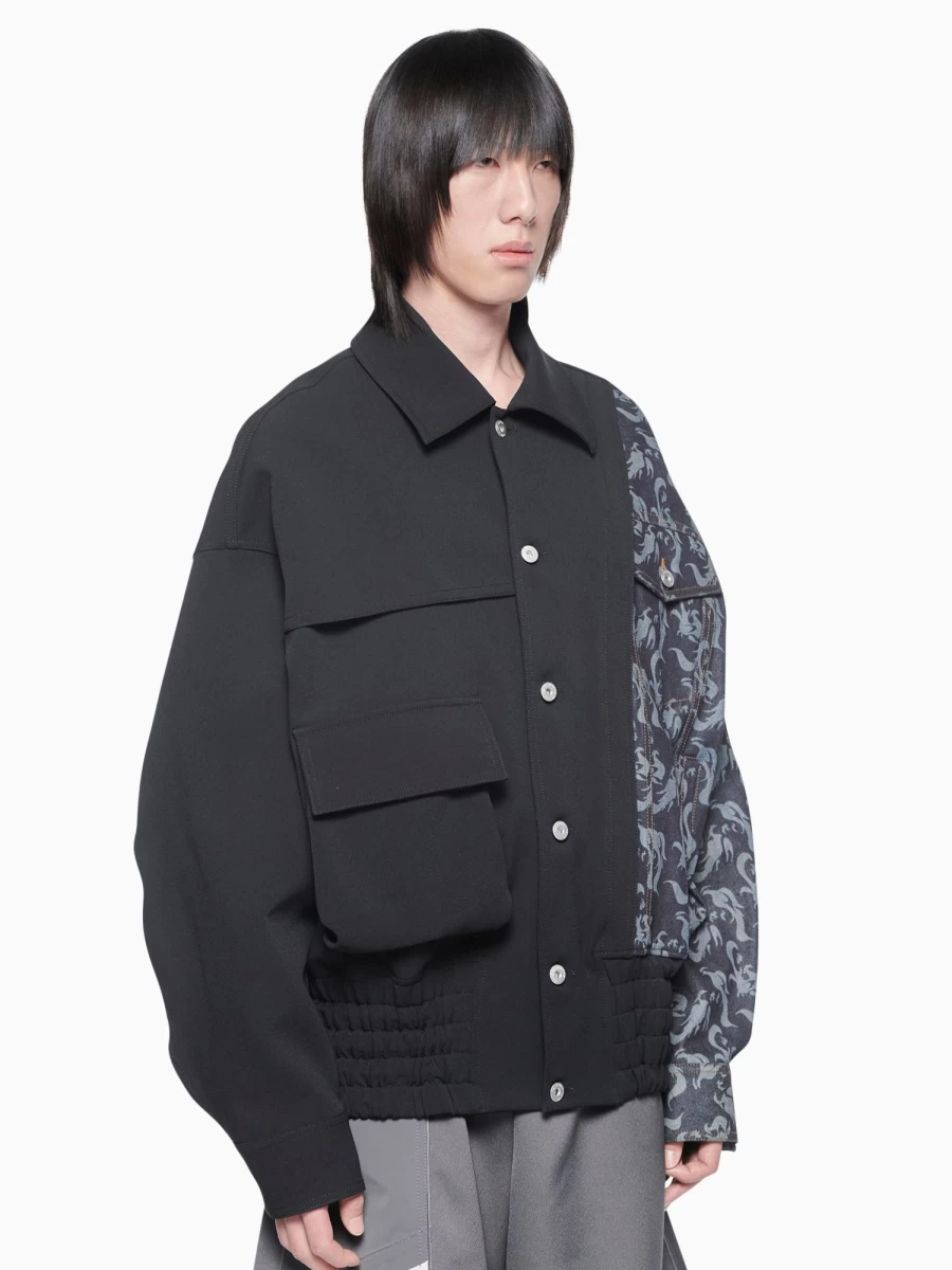 Feng Chen Wang Men's Phoenix Embroidered Denim Jacket | Streetwear Designer Coat
