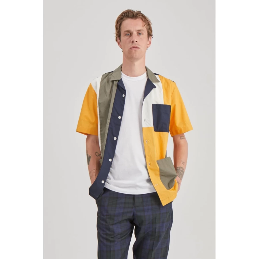Wood Wood Men's Brandon Poplin Shirt - Casual Short Sleeve Button-Up Shirt