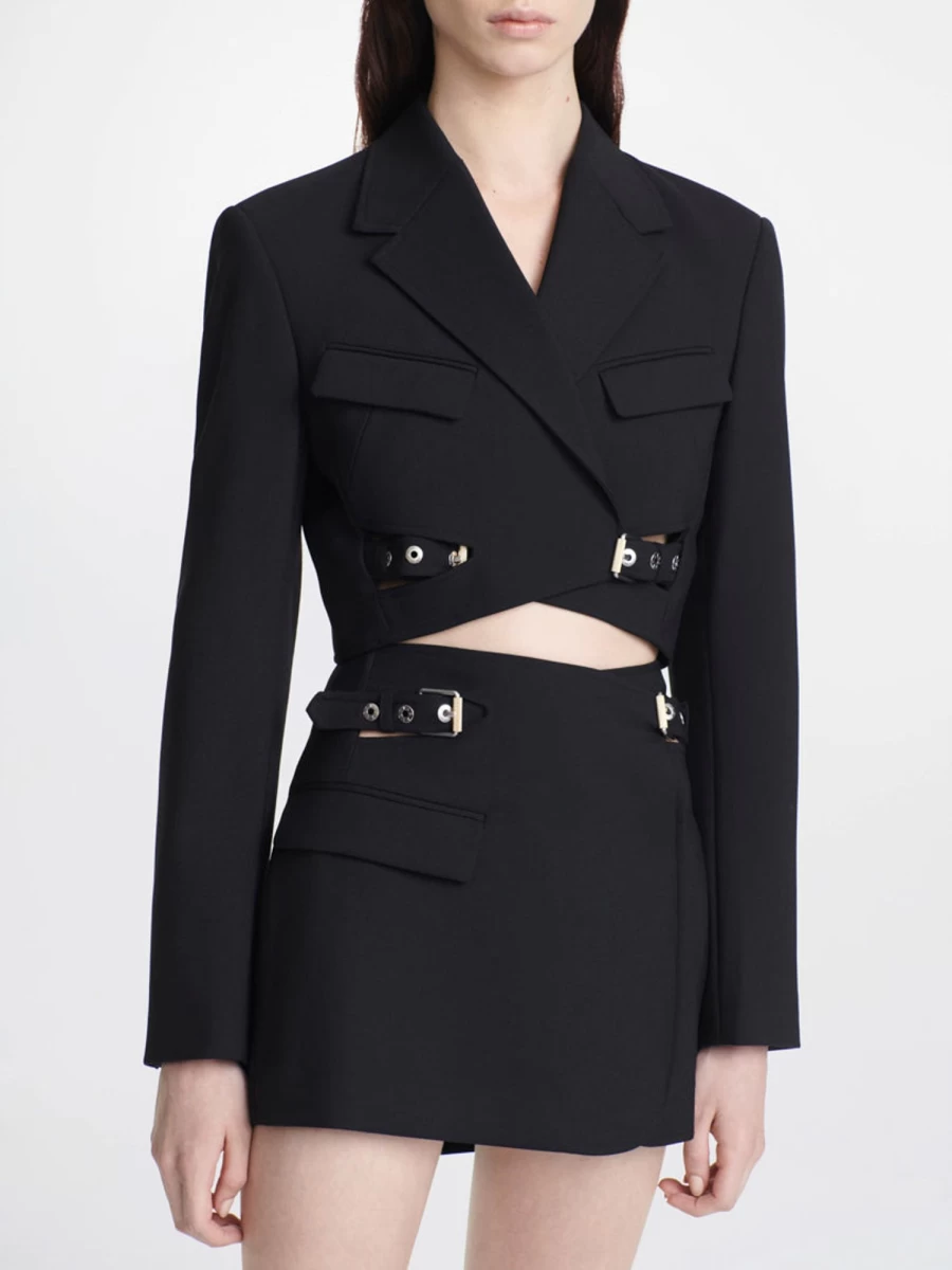 DION LEE Women's Interlock Blazer Skirt - Tailored Fitted Jacket with Matching Skirt Set