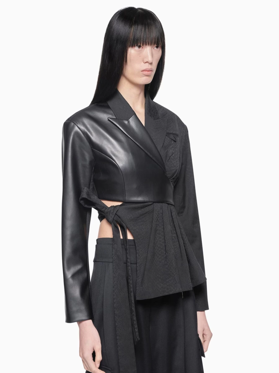 Feng Chen Wang Wraparound Jacket - Designer Unisex Outerwear Coat with Asymmetrical Style