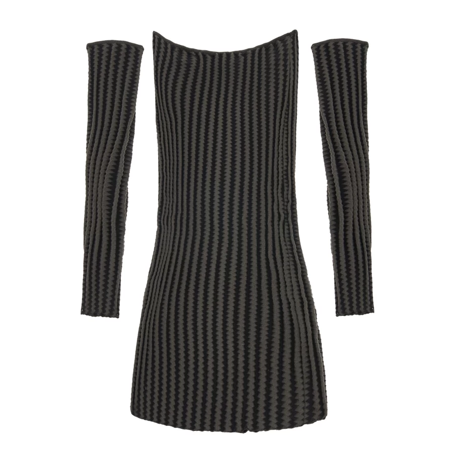 VELVET GLOVE Striped Knit Dress - Soft Wavy Pattern Women's Dress