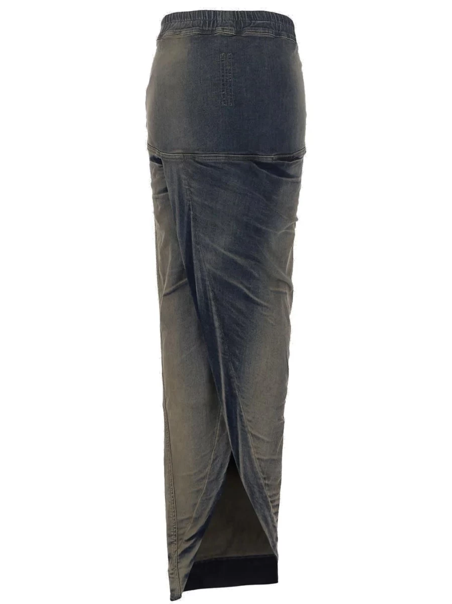 Rick Owens DRKSHDW Pillar Pull-On Skirt - Minimalist Black High-Waisted Streetwear Style