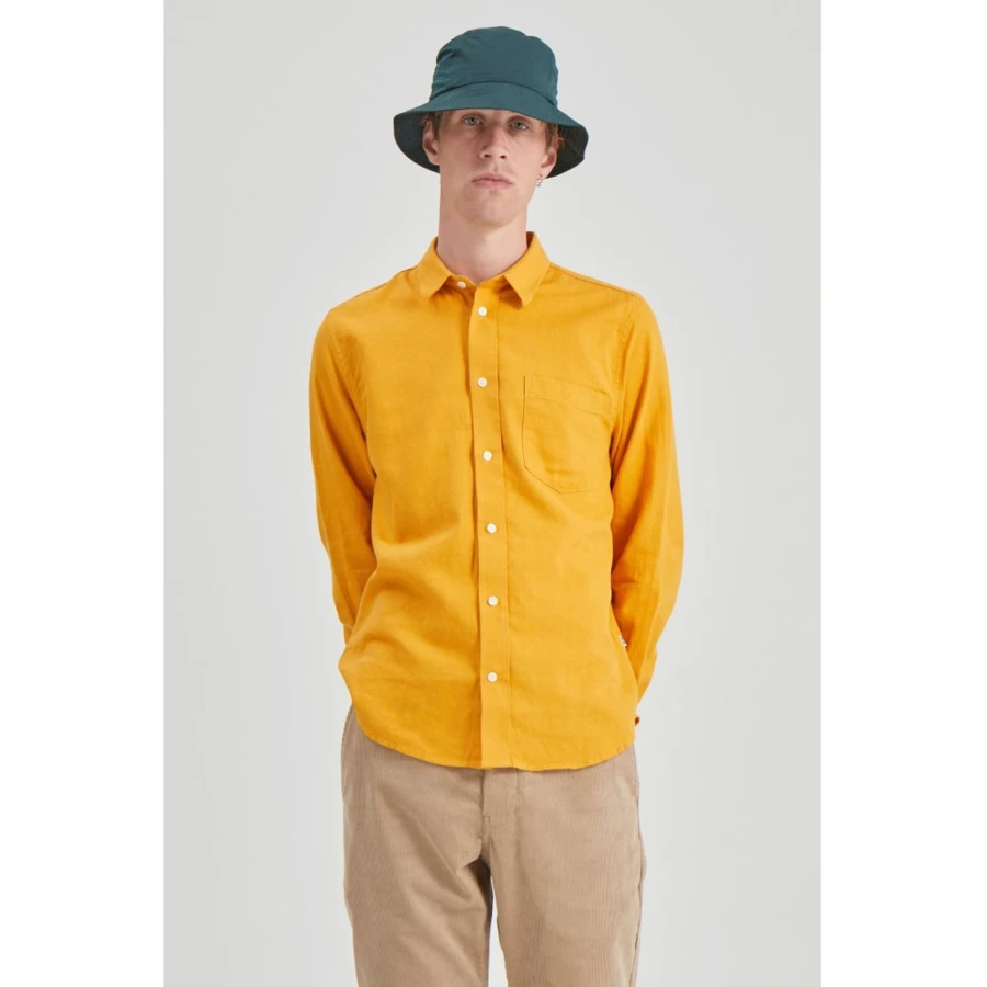 Wood Wood Andrew Cotton Linen Shirt - Men's Relaxed Fit Breathable Summer Top