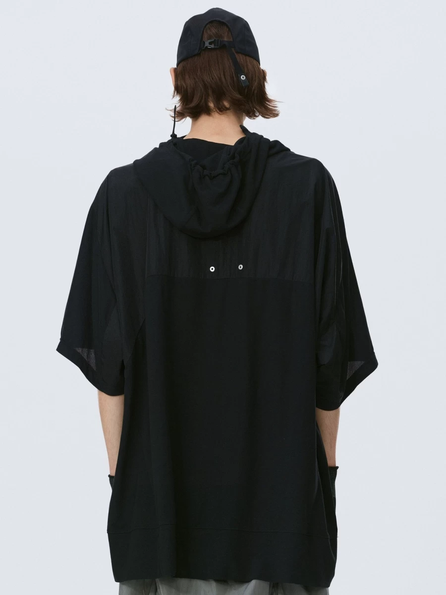 HAMCUS Eccaf Geo-Panel Hooded T-Shirt - Futuristic Streetwear Top