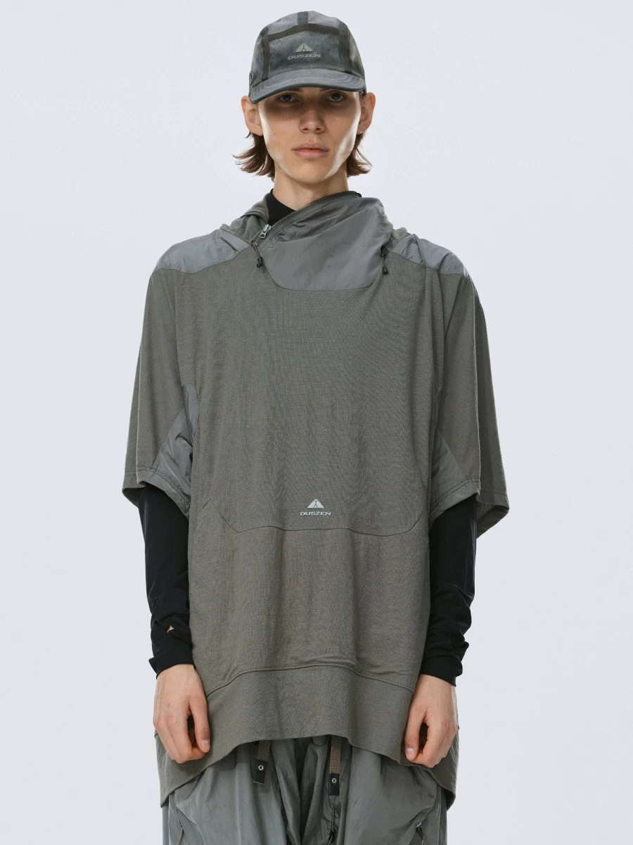 HAMCUS Eccaf Hooded Geo-Panel T-Shirt - Futuristic Streetwear Oversized Fit