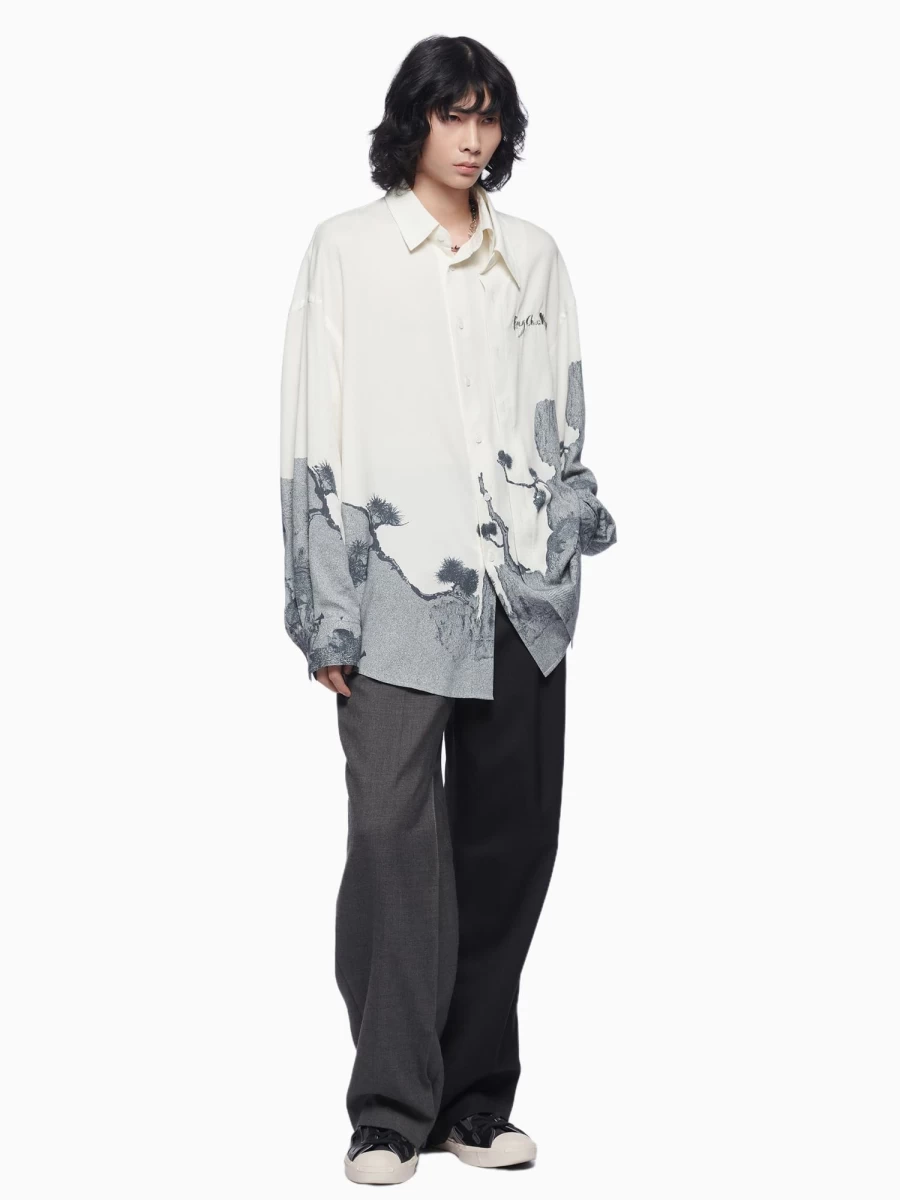Feng Chen Wang Landscape Print Shirt - Stylish Designer Top for Men & Women